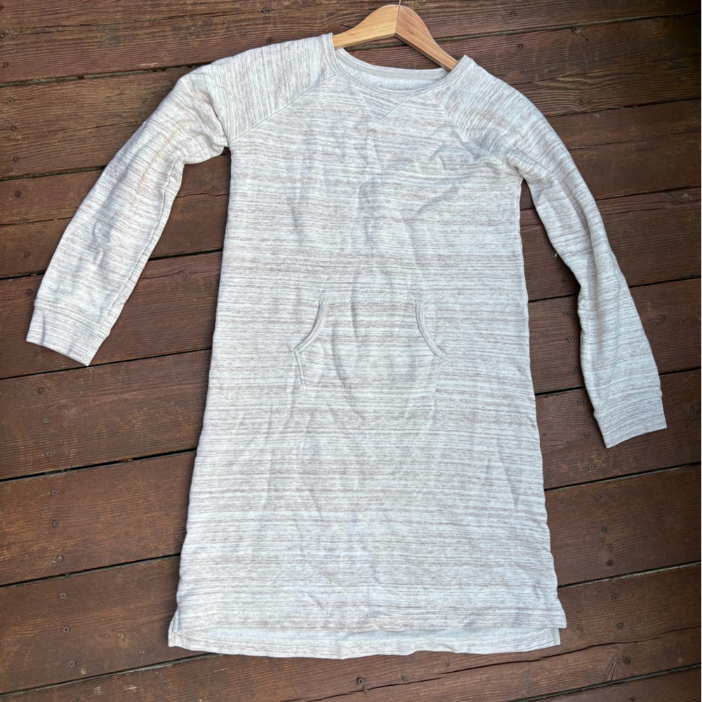 Cream Knit dress, Oatmeal jersey dress, long sweater, beige marled sweatshirt